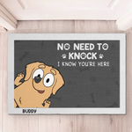 Welcome In, We Know You're Here - Dog Personalized Custom Home Decor Decorative Mat - House Warming Gift For Pet Owners, Pet Lovers