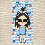 Custom Name Beach Vacation Gifts for Kids - Personalized Beach Towel