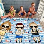 Custom Name Beach Vacation Gifts for Kids - Personalized Beach Towel