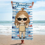 Custom Name Beach Vacation Gifts for Kids - Personalized Beach Towel