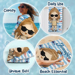Custom Name Beach Vacation Gifts for Kids - Personalized Beach Towel