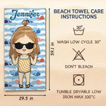 Custom Name Beach Vacation Gifts for Kids - Personalized Beach Towel