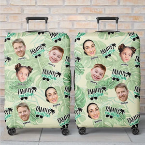 Housse de bagage personnalisée avec photo « N'oubliez pas que le bonheur est une façon de voyager » - Cadeau de vacances d'été pour les membres de la famille