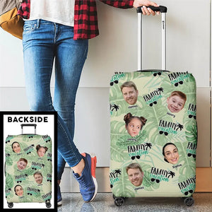 Housse de bagage personnalisée avec photo « N'oubliez pas que le bonheur est une façon de voyager » - Cadeau de vacances d'été pour les membres de la famille