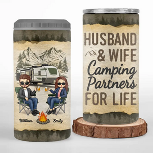 Ensemble, nous regardons les gens garer leurs camping-cars - Gobelet isotherme 4 en 1 personnalisé pour camping - Cadeau pour couple, mari, femme, amoureux du camping