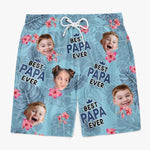 Custom Photo Best Dad Ever - Family Personalized Custom Tropical Hawaiian Aloha Men Beach Shorts - Summer Vacation Gift For Dad, Grandpa