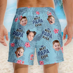 Custom Photo Best Dad Ever - Family Personalized Custom Tropical Hawaiian Aloha Men Beach Shorts - Summer Vacation Gift For Dad, Grandpa