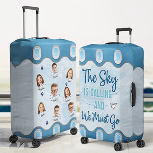 Housse de bagage personnalisée avec photos côte à côte, à la découverte du monde - Cadeau de vacances d'été pour les membres de la famille