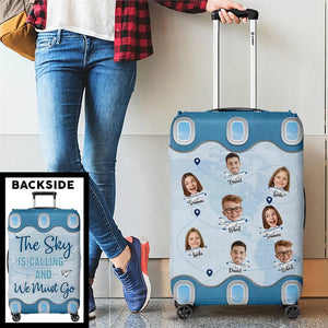 Housse de bagage personnalisée avec photos côte à côte, à la découverte du monde - Cadeau de vacances d'été pour les membres de la famille