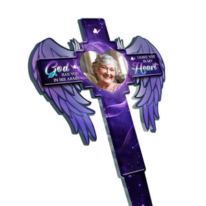 Photo personnalisée Votre lumière brillera toujours dans nos cœurs - Piquet de jardin en acrylique personnalisé de style vitrail personnalisé - Cadeau de condoléances pour les membres de la famille