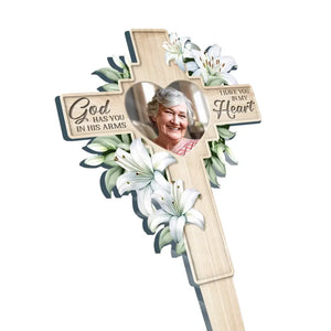 Photo personnalisée que mon cerveau savait, mais mon cœur n'était tout simplement pas prêt - Piquet de jardin en acrylique personnalisé de style vitrail - Cadeau de condoléances pour les membres de la famille
