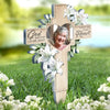 Photo personnalisée que mon cerveau savait, mais mon cœur n'était tout simplement pas prêt - Piquet de jardin en acrylique personnalisé de style vitrail - Cadeau de condoléances pour les membres de la famille