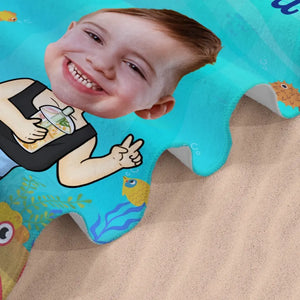 Photo personnalisée à chaque kilomètre, un nouveau souvenir - Serviette de plage personnalisée pour toute la famille - Cadeau de vacances d'été, cadeau d'anniversaire pour les membres de la famille