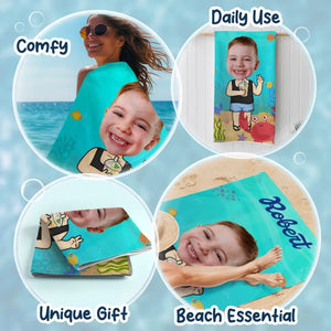 Photo personnalisée à chaque kilomètre, un nouveau souvenir - Serviette de plage personnalisée pour toute la famille - Cadeau de vacances d'été, cadeau d'anniversaire pour les membres de la famille