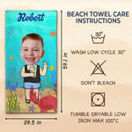 Custom Photo Underwater Character Gifts for Kids - Personalized Beach Towel