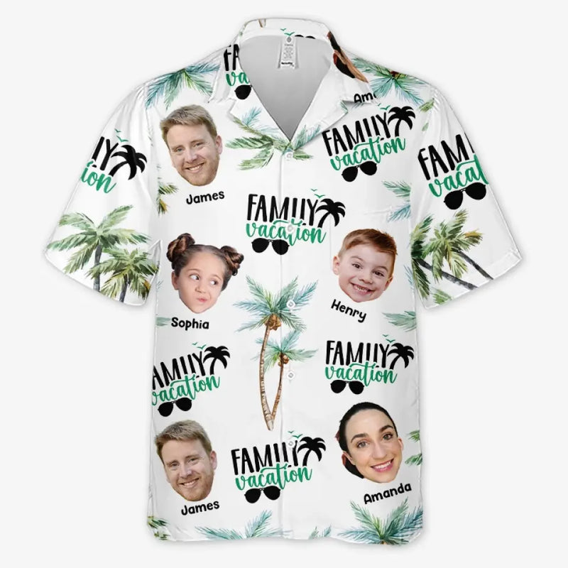 Custom Photo Family Vacation - Family Personalized Custom Unisex Tropical Hawaiian Aloha Shirt - Summer Vacation Gift For Family