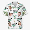 Vacances en famille personnalisées avec photo - T-shirt hawaïen tropical unisexe personnalisé - Cadeau de vacances d'été pour les membres de la famille