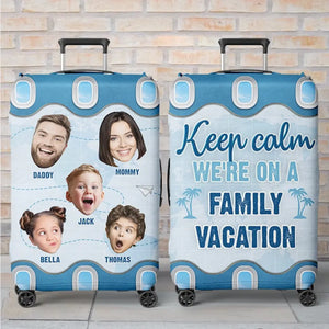 Housse de bagage personnalisée avec photo « Partons en vacances en famille » - Cadeau de vacances d'été pour les membres de la famille
