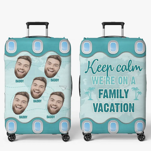 Housse de bagage personnalisée avec photo « Partons en vacances en famille » - Cadeau de vacances d'été pour les membres de la famille