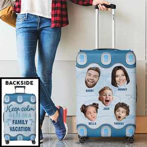 Housse de bagage personnalisée avec photo « Partons en vacances en famille » - Cadeau de vacances d'été pour les membres de la famille