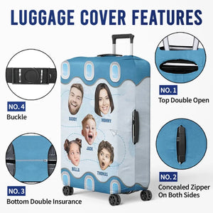 Housse de bagage personnalisée avec photo « Partons en vacances en famille » - Cadeau de vacances d'été pour les membres de la famille