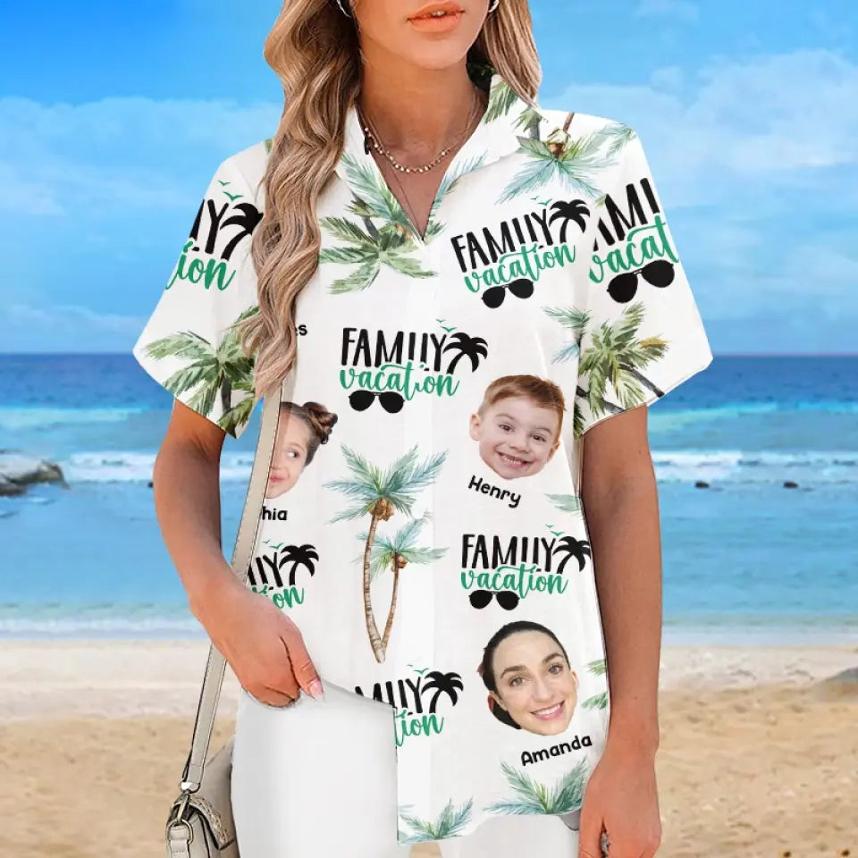 Custom Photo Family Vacation - Family Personalized Custom Unisex Tropical Hawaiian Aloha Shirt - Summer Vacation Gift For Family Members