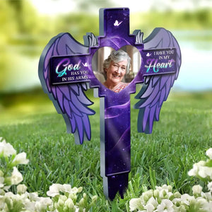 Photo personnalisée Votre lumière brillera toujours dans nos cœurs - Piquet de jardin en acrylique personnalisé de style vitrail personnalisé - Cadeau de condoléances pour les membres de la famille