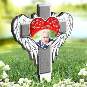 Photo personnalisée « Vous avez touché nos vies » - Piquet de jardin en acrylique personnalisé de style vitrail - Cadeau de condoléances pour les membres de la famille