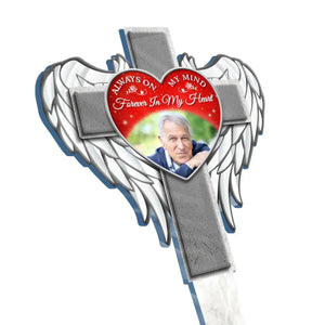 Photo personnalisée « Vous avez touché nos vies » - Piquet de jardin en acrylique personnalisé de style vitrail - Cadeau de condoléances pour les membres de la famille