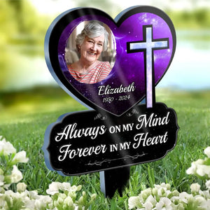 Photo personnalisée « Dieu vous aime pour toujours » – Piquet de jardin en acrylique personnalisé de style vitrail – Cadeau de condoléances pour les membres de la famille