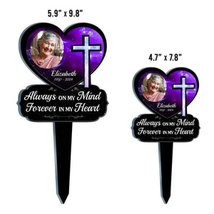 Photo personnalisée « Dieu vous aime pour toujours » – Piquet de jardin en acrylique personnalisé de style vitrail – Cadeau de condoléances pour les membres de la famille