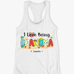 I Love Being A Grandma - Family Personalized Custom Racer Back Tank Top - Gift For Grandma