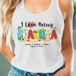 I Love Being A Grandma - Family Personalized Custom Racer Back Tank Top - Gift For Grandma