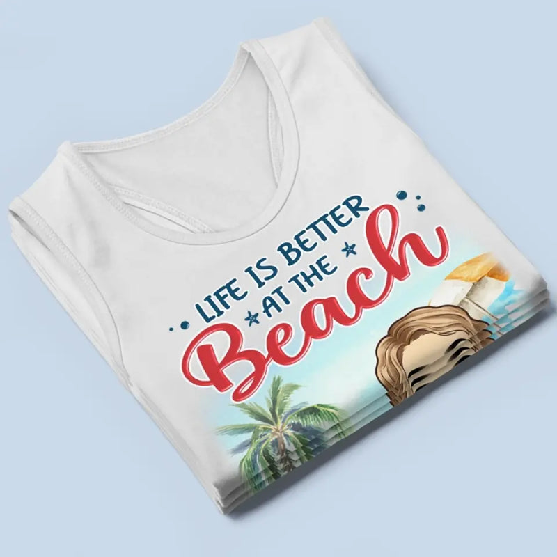 Life Is Better At The Beach - Dog Personalized Custom Racer Back Tank Top - Gift For Dog Lovers, Women
