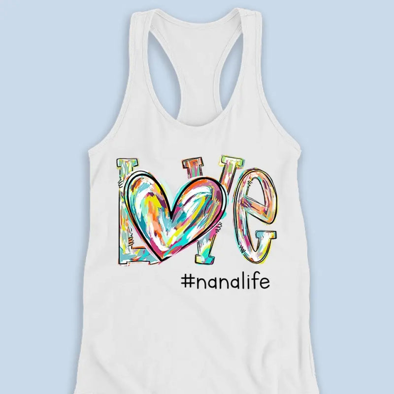 Love's Around Grandma Life - Family Personalized Custom Racer Back Tank Top - Gift For Grandma