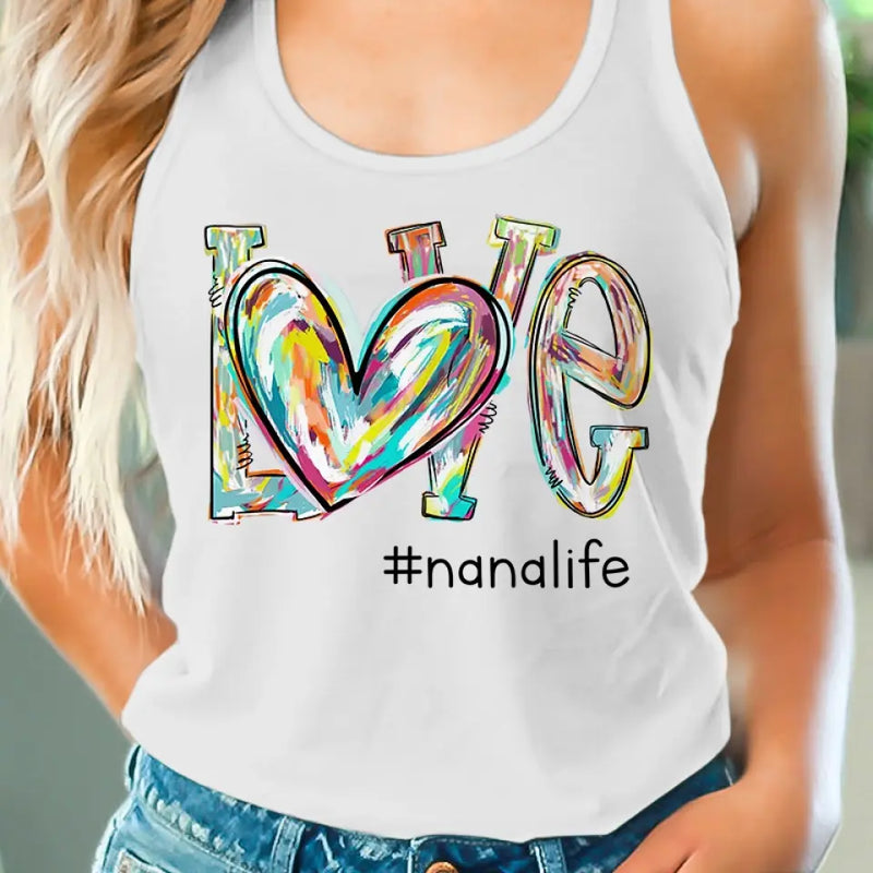 Love's Around Grandma Life - Family Personalized Custom Racer Back Tank Top - Gift For Grandma