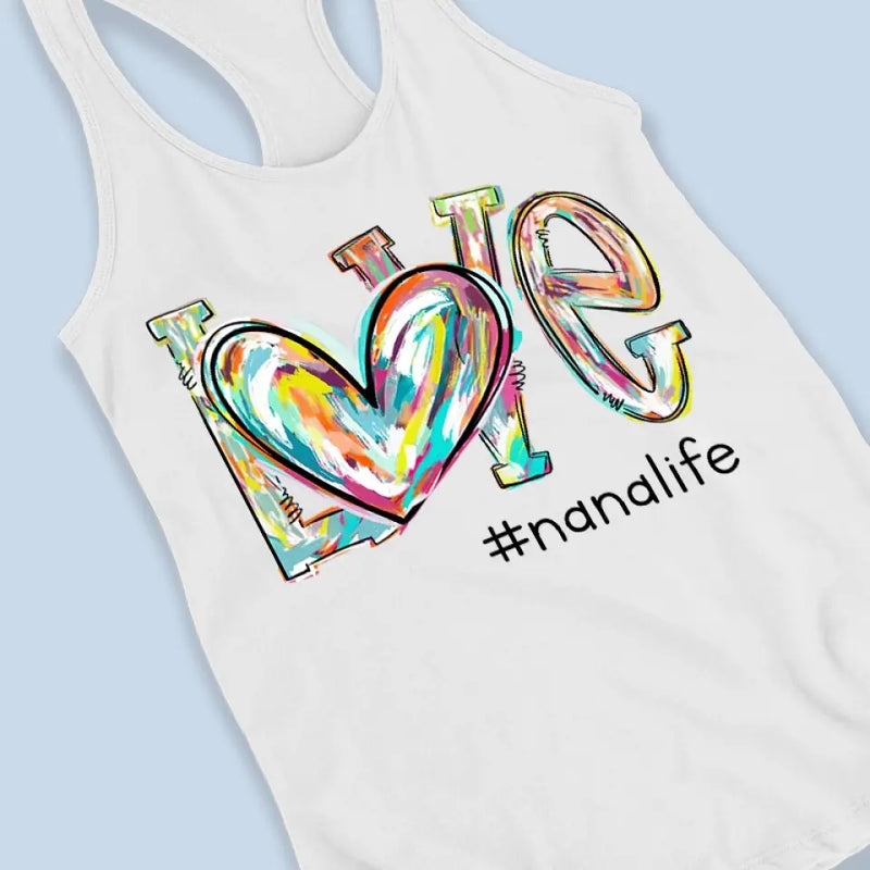 Love's Around Grandma Life - Family Personalized Custom Racer Back Tank Top - Gift For Grandma