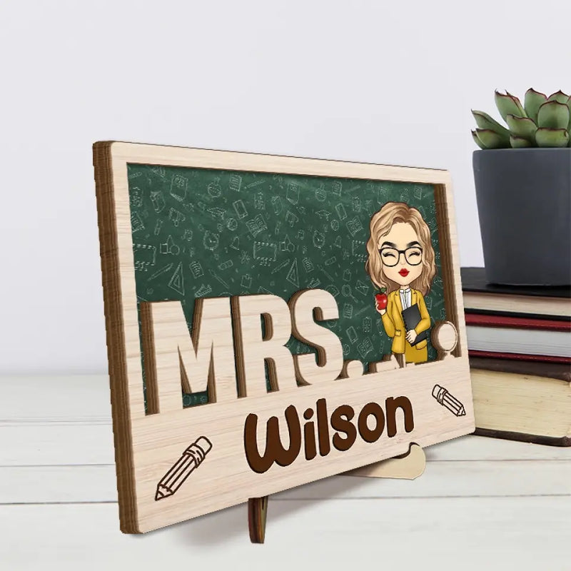 Welcome To Classroom - Teacher Personalized Custom 2-Layered Wooden Plaque With Stand - Gift For Teacher