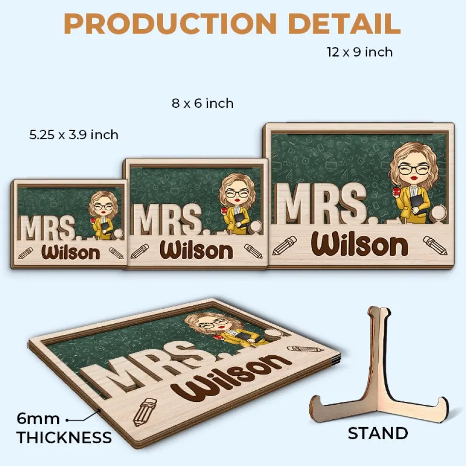 Welcome To Classroom - Teacher Personalized Custom 2-Layered Wooden Plaque With Stand - Gift For Teacher