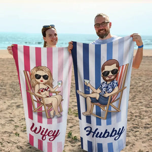 Couchers de soleil et âmes sœurs - Serviette de plage personnalisée pour couple - Cadeau de vacances d'été pour mari et femme, anniversaire