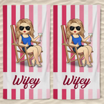 Sunsets And Soulmates - Couple Personalized Custom Beach Towel - Summer Vacation Gift For Husband Wife, Anniversary