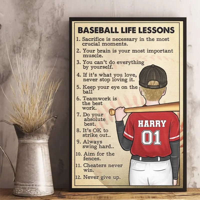 Never Give Up - Family Personalized Custom Horizontal Poster - Gift For Baseball Players, Baseball Lovers, Coaches