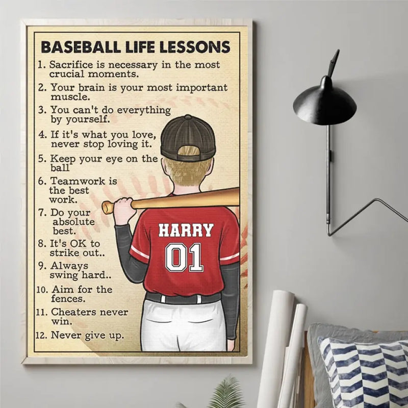 Never Give Up - Family Personalized Custom Horizontal Poster - Gift For Baseball Players, Baseball Lovers, Coaches
