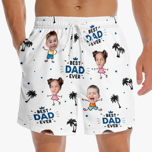 Photo personnalisée Nous organisons la fête du soleil - Short de plage hawaïen tropical personnalisé pour hommes - Cadeau de vacances d'été pour papa, grand-père