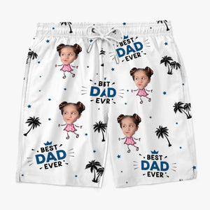 Photo personnalisée Nous organisons la fête du soleil - Short de plage hawaïen tropical personnalisé pour hommes - Cadeau de vacances d'été pour papa, grand-père