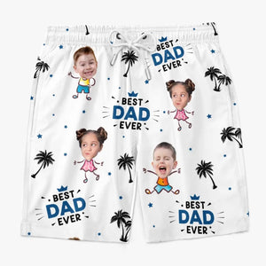 Photo personnalisée Nous organisons la fête du soleil - Short de plage hawaïen tropical personnalisé pour hommes - Cadeau de vacances d'été pour papa, grand-père