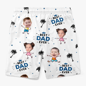 Photo personnalisée Nous organisons la fête du soleil - Short de plage hawaïen tropical personnalisé pour hommes - Cadeau de vacances d'été pour papa, grand-père