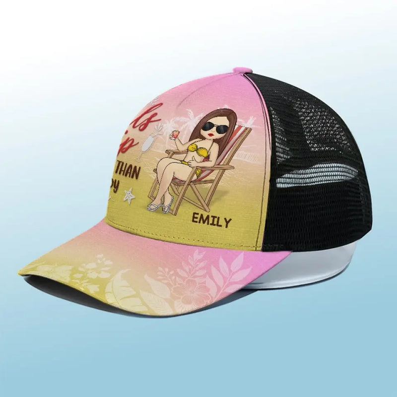Life’s A Beach & We’re Just Enjoying The Waves - Bestie Personalized Custom Mesh-back Baseball Cap, Baseball Trucker Cap - Summer Vacation Gift For Best Friends, Sisters