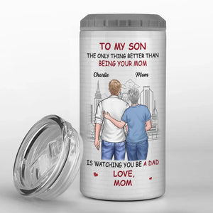 Félicitations pour votre papa ! Gobelet isotherme 4 en 1 personnalisé pour la famille - Cadeau pour fils et petit-fils