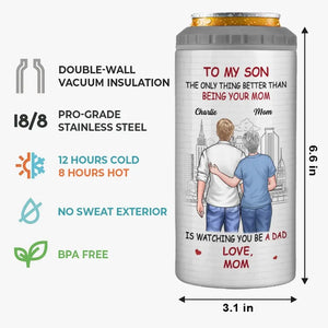 Félicitations pour votre papa ! Gobelet isotherme 4 en 1 personnalisé pour la famille - Cadeau pour fils et petit-fils